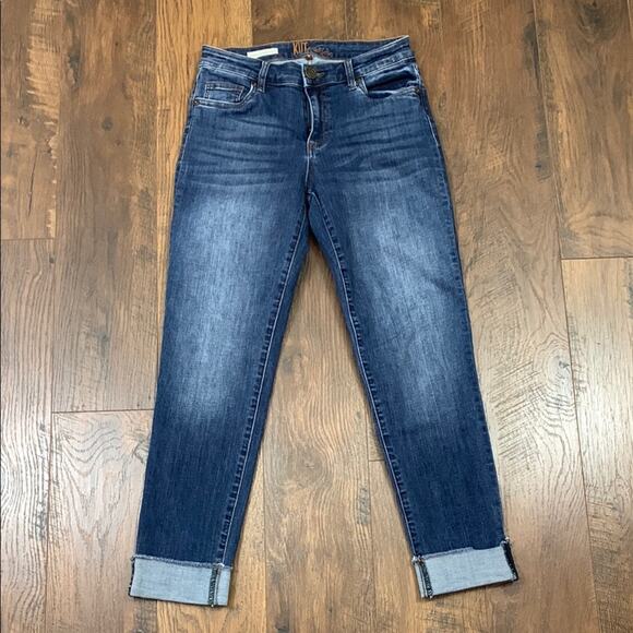Kut from the Kloth Asher Ankle Straight Leg Frayed Hems Cuffed Jeans - Picture 1 of 6